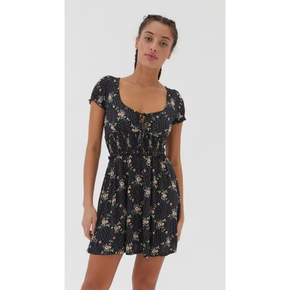 Urban Outfitters Charlie Knit Floral Mini dress Black Size S